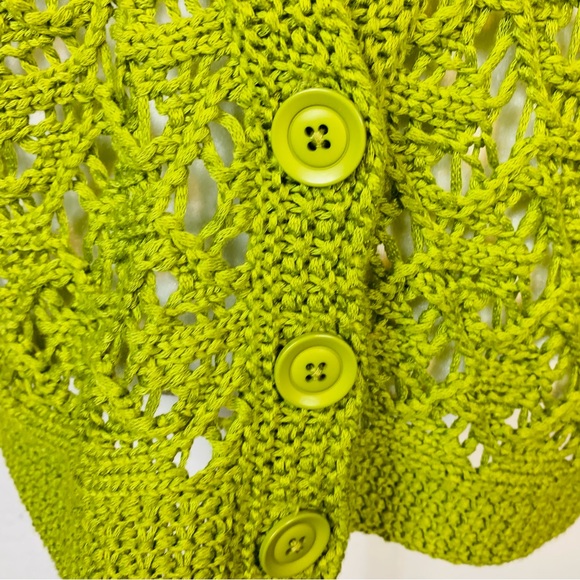 Y2K Jones New York Sport Size XL Knitted Cardigan Sweater Short Sleeve Green - Picture 4 of 8